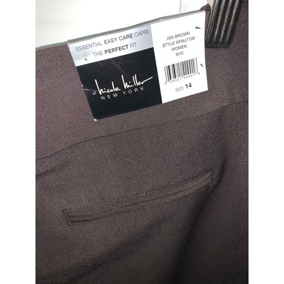 NWT Nicole Miller New York Women's‎ Capri Pants Size 14 Brown Casual Stretch - Picture 9 of 11